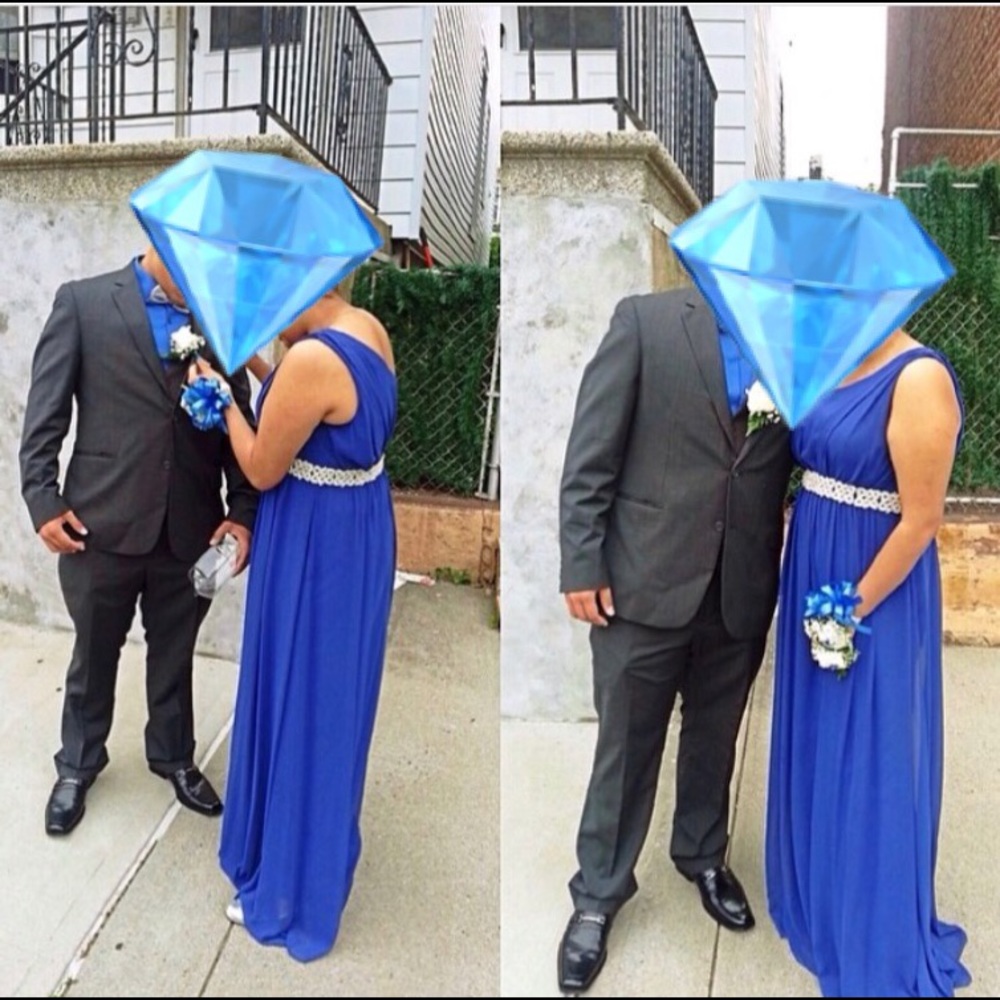 Navy blue one shoulder prom dress